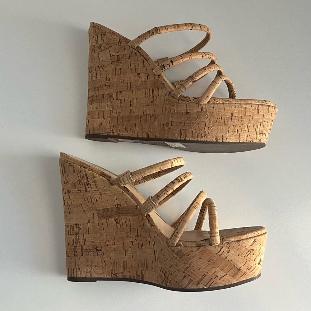 SCHUTZ Cari Slip On Tan Platform Wedge Sandals - Picture 10 of 11